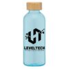 Blue Water Bottle with Bamboo Lid