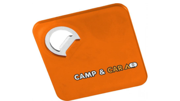 2 in 1 coaster and bottle opener orange