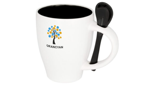 250 ml ceramic mug with spoon Black