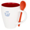 250 ml ceramic mug with spoon Red