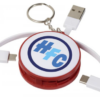 3 in 1 charging cable with keychain red