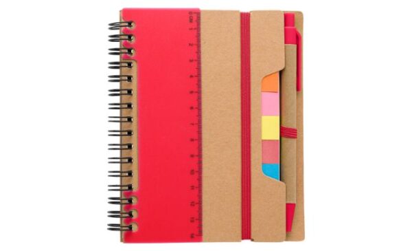 red recycled notebook