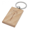 Beech wood rectangular keychain branded