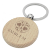 Beech wood round keychain branded