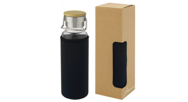 Glass bottle with neoprene sleeve black