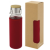 Glass bottle with neoprene sleeve red