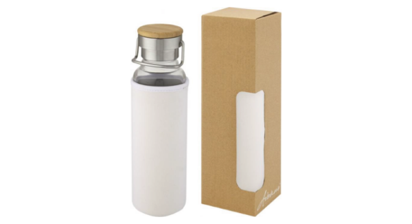 Glass bottle with neoprene sleeve white