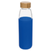 Glass sport bottle 540ml with wood lid (Blue)