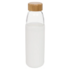 Glass sport bottle 540ml with wood lid (White)