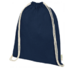 GOTS organic cotton drawstring backpack navy