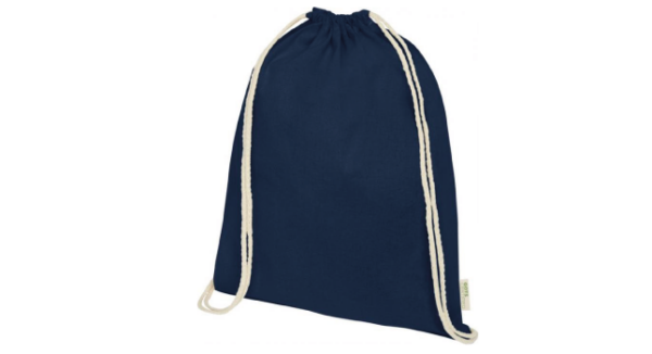 GOTS organic cotton drawstring backpack navy